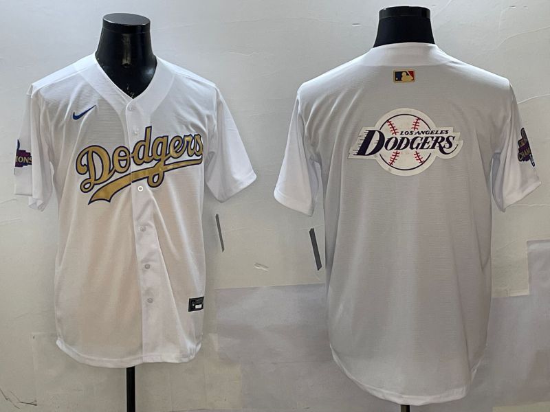 Men Los Angeles Dodgers Blank White Champion gold character 2025 Nike MLB Jersey style 24